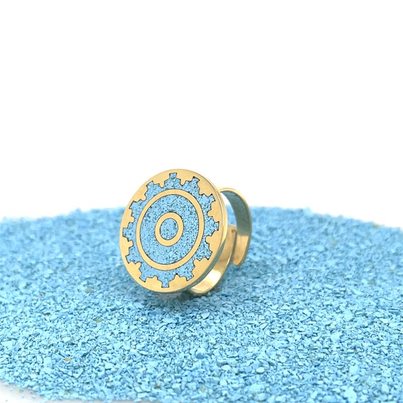 Brass Micro Mosaic Disc Ring