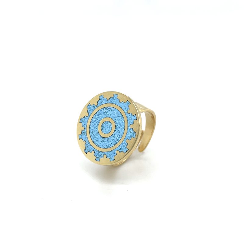 Brass Micro Mosaic Disc Ring - Image 2
