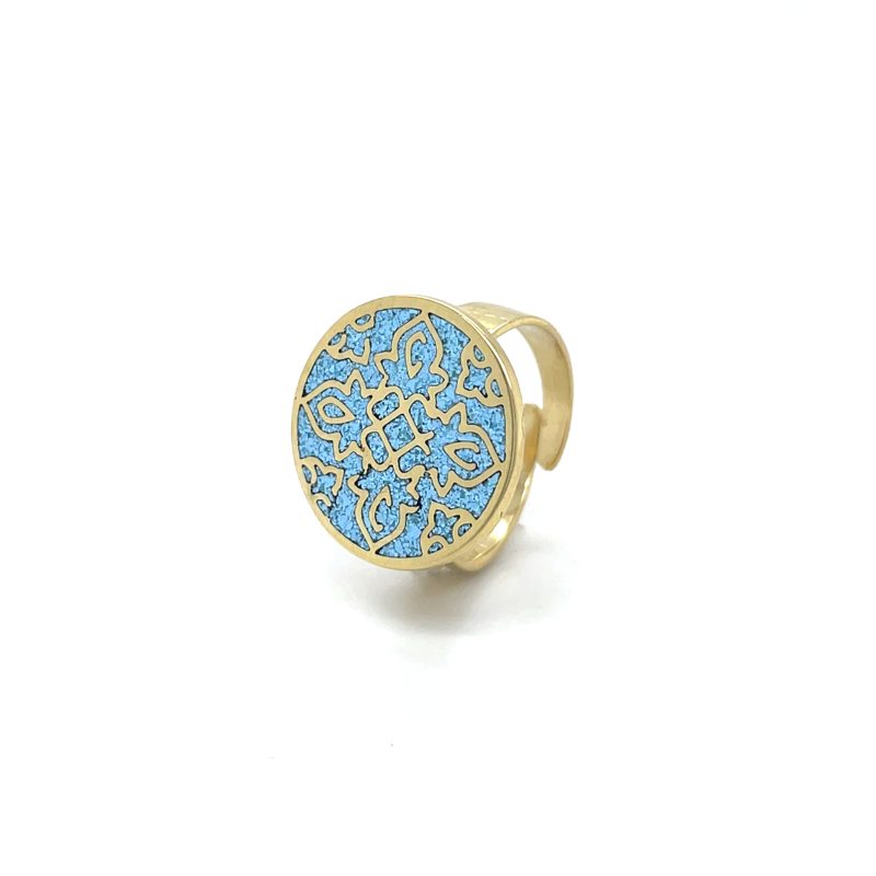 Brass Micro Mosaic Disc Ring - Image 2
