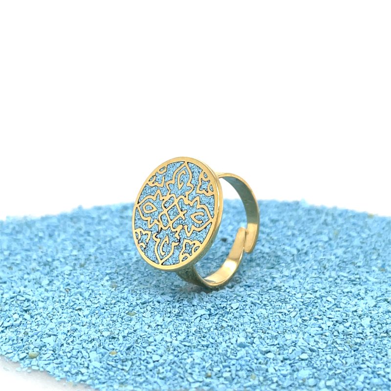 Brass Micro Mosaic Disc Ring