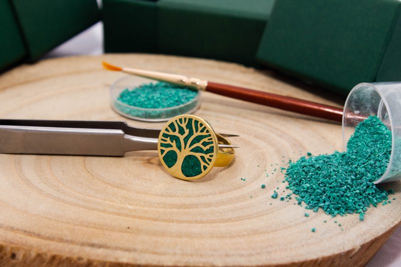 Brass Micro Mosaic Disc Ring - Image 4