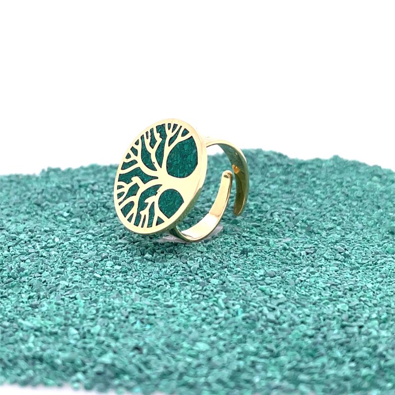 Brass Micro Mosaic Disc Ring