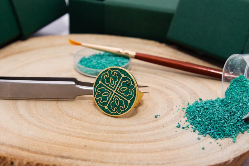 Brass Micro Mosaic Disc Ring - Image 4