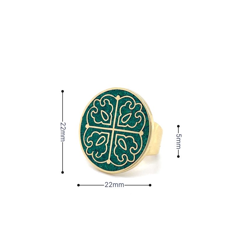 Brass Micro Mosaic Disc Ring - Image 3