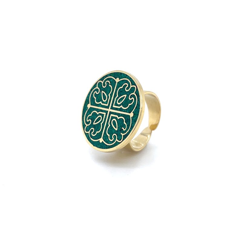 Brass Micro Mosaic Disc Ring - Image 2