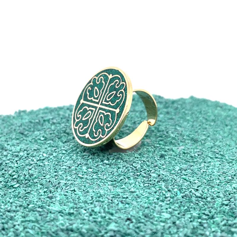 Brass Micro Mosaic Disc Ring