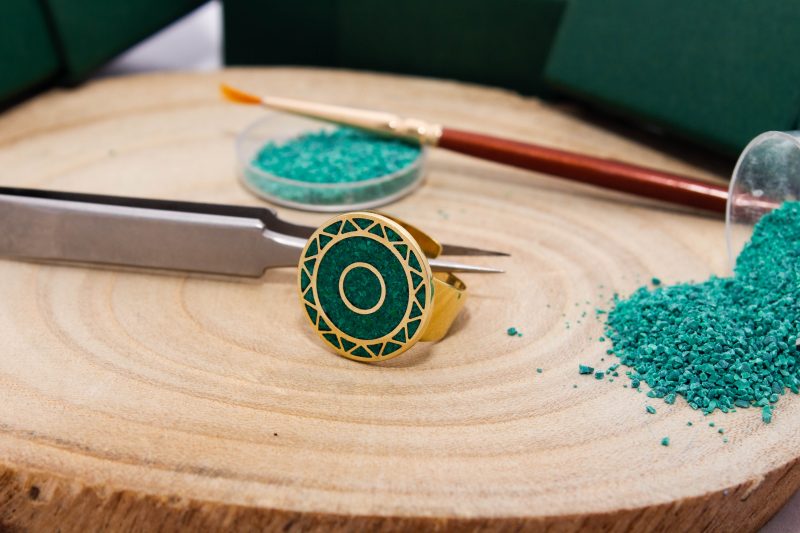 Brass Micro Mosaic Disc Ring - Image 4