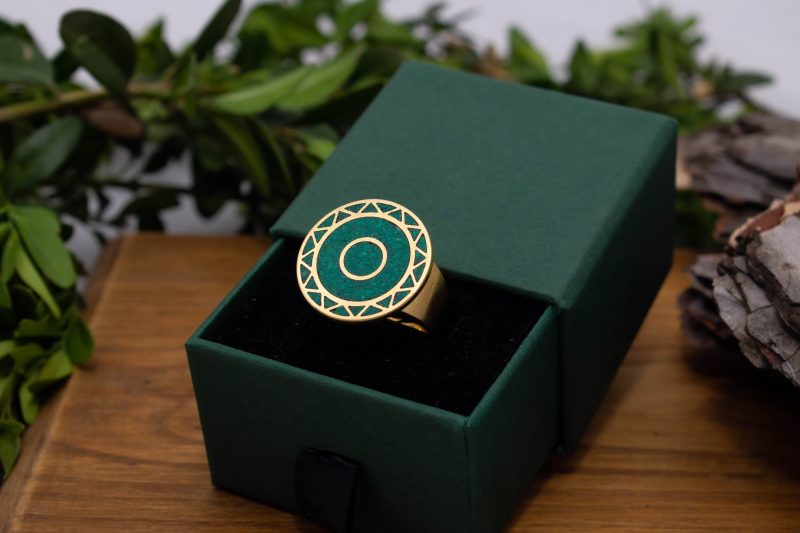 Brass Micro Mosaic Disc Ring - Image 5