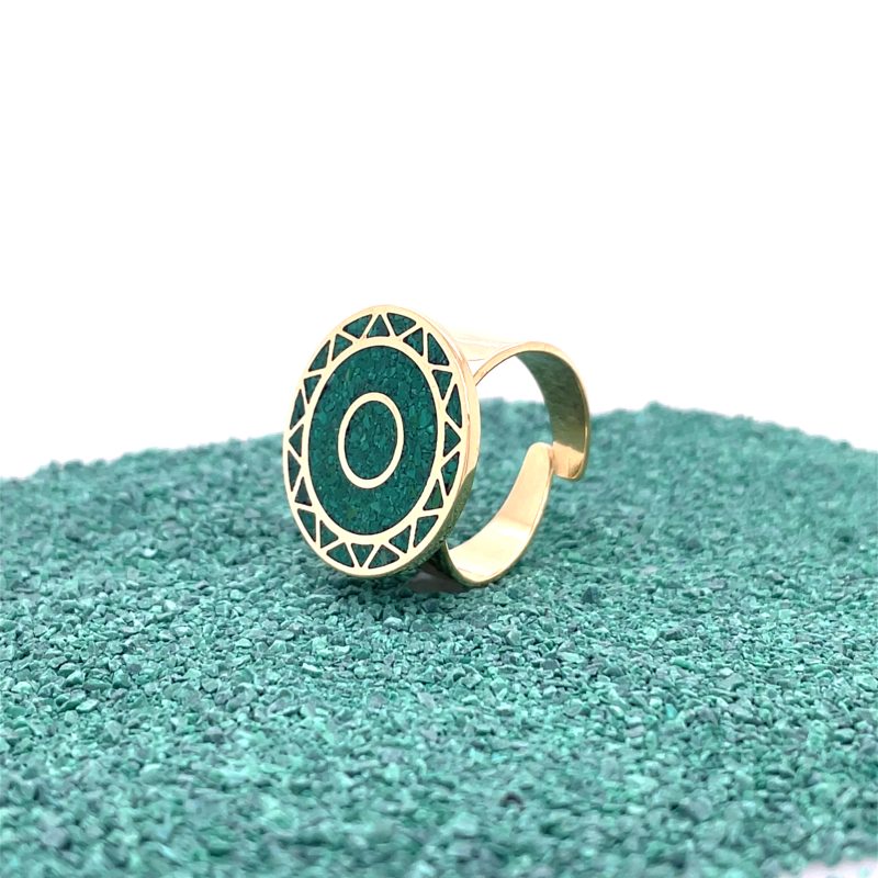 Brass Micro Mosaic Disc Ring