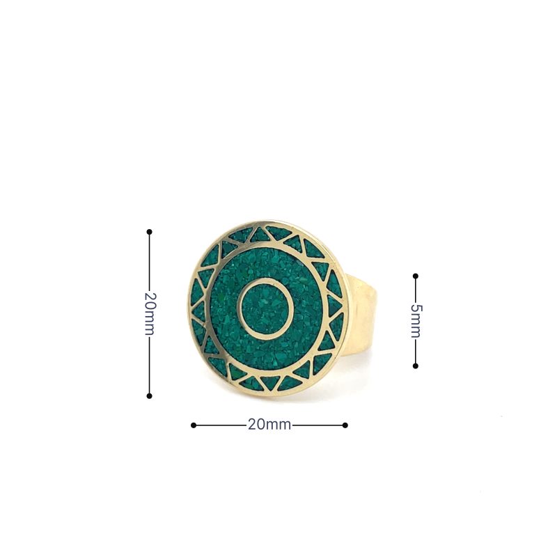Brass Micro Mosaic Disc Ring - Image 3