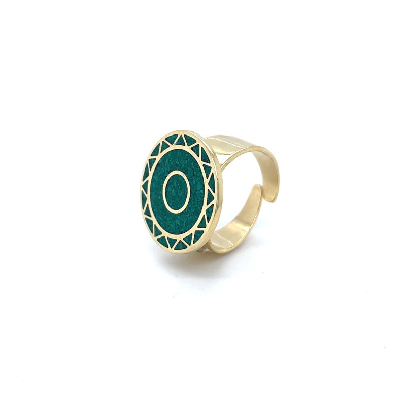 Brass Micro Mosaic Disc Ring - Image 2