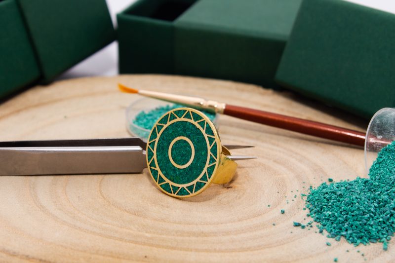 Brass Micro Mosaic Disc Ring - Image 4