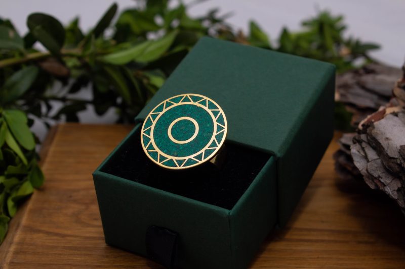 Brass Micro Mosaic Disc Ring - Image 5
