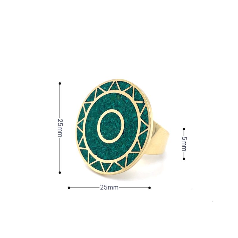 Brass Micro Mosaic Disc Ring - Image 3