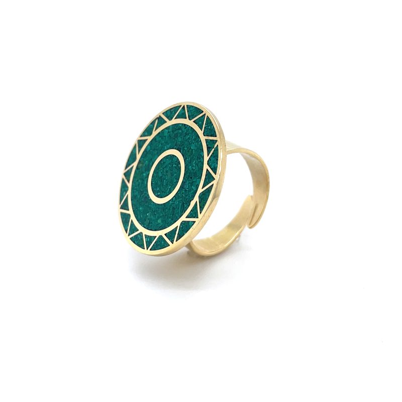 Brass Micro Mosaic Disc Ring - Image 2