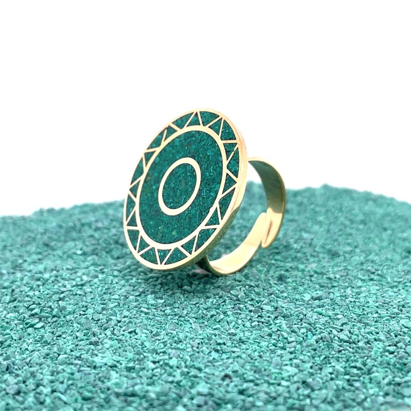 Brass Micro Mosaic Disc Ring