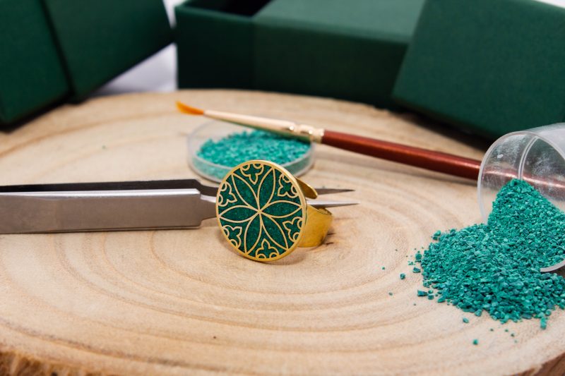 Brass Micro Mosaic Disc Ring - Image 4