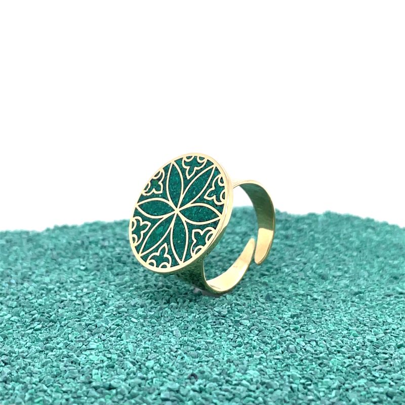 Brass Micro Mosaic Disc Ring