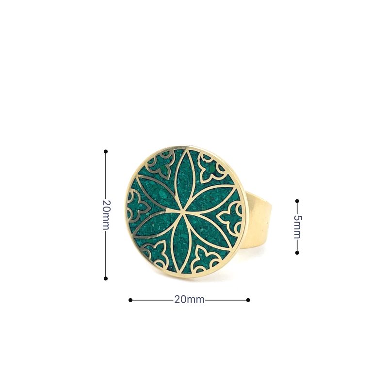 Brass Micro Mosaic Disc Ring - Image 3