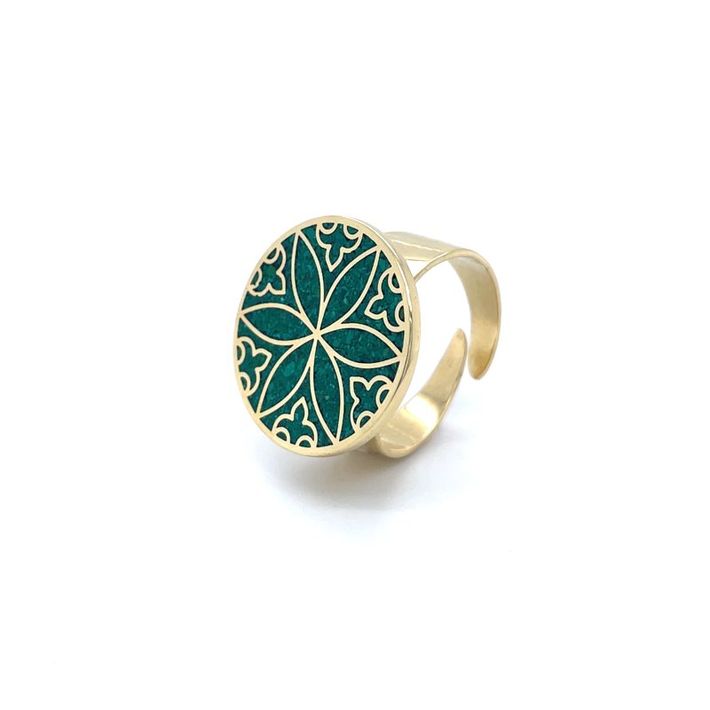Brass Micro Mosaic Disc Ring - Image 2