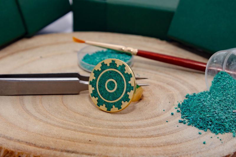 Brass Micro Mosaic Disc Ring - Image 4