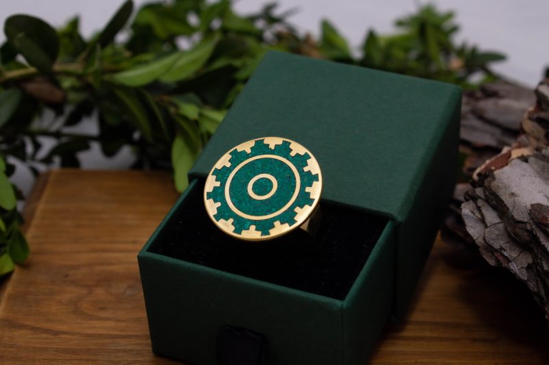 Brass Micro Mosaic Disc Ring - Image 5