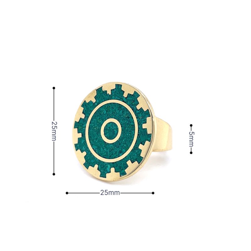 Brass Micro Mosaic Disc Ring - Image 3