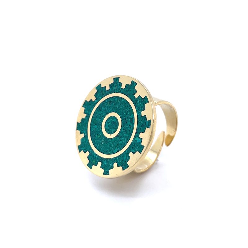 Brass Micro Mosaic Disc Ring - Image 2