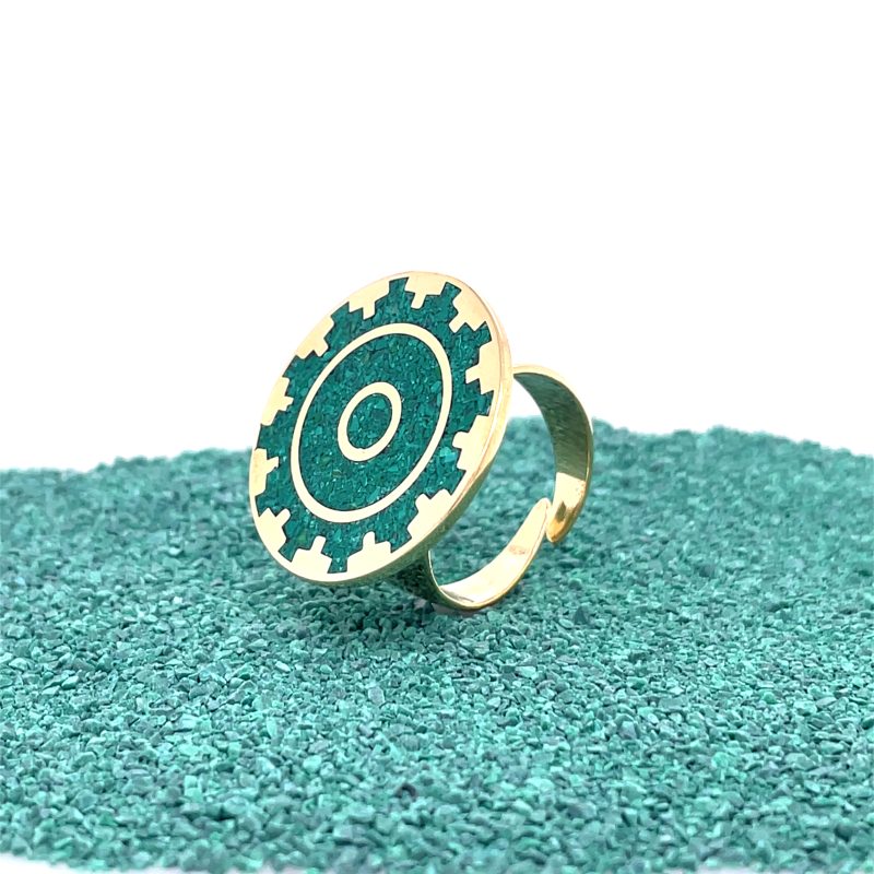 Brass Micro Mosaic Disc Ring