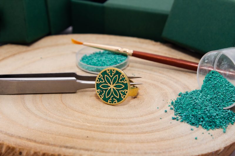 Brass Micro Mosaic Disc Ring - Image 4