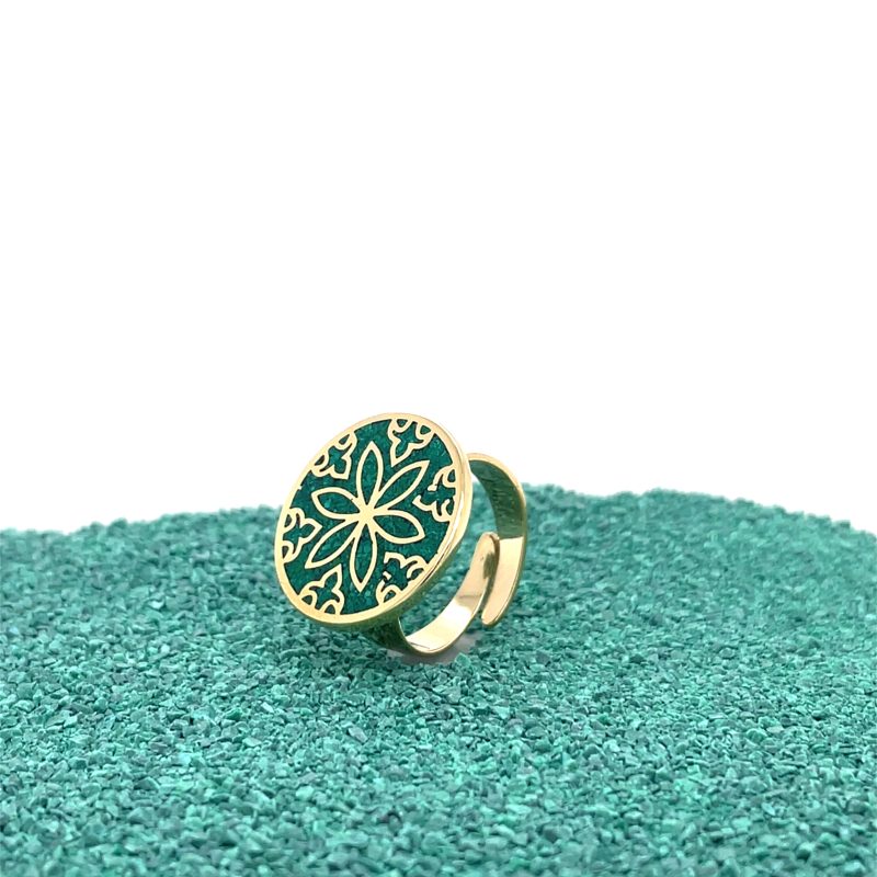 Brass Micro Mosaic Disc Ring
