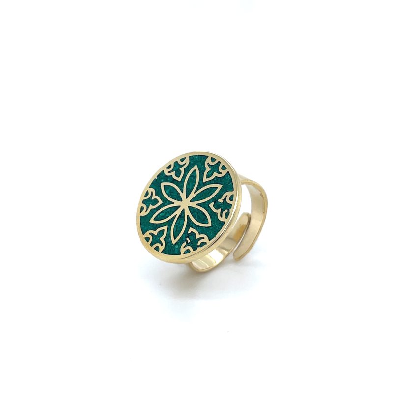 Brass Micro Mosaic Disc Ring - Image 2