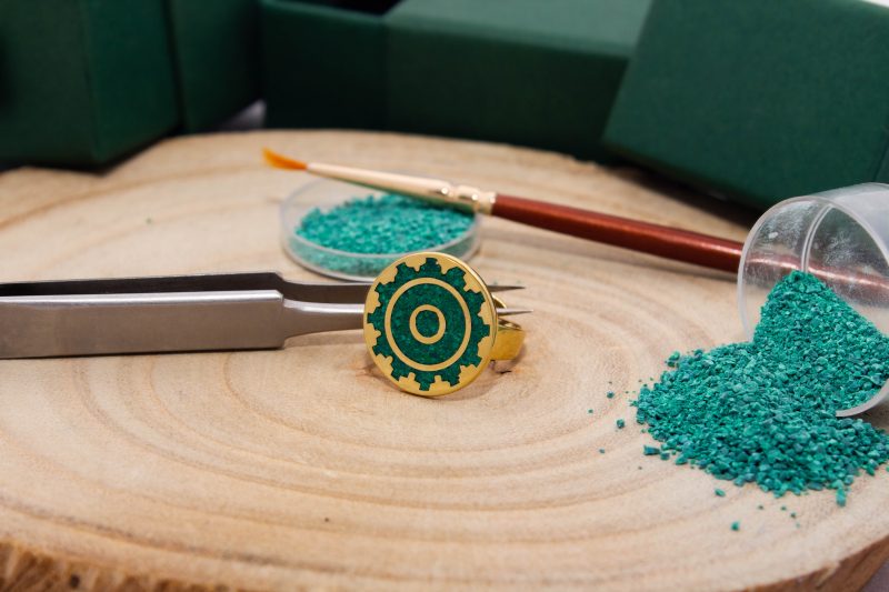Brass Micro Mosaic Disc Ring - Image 4