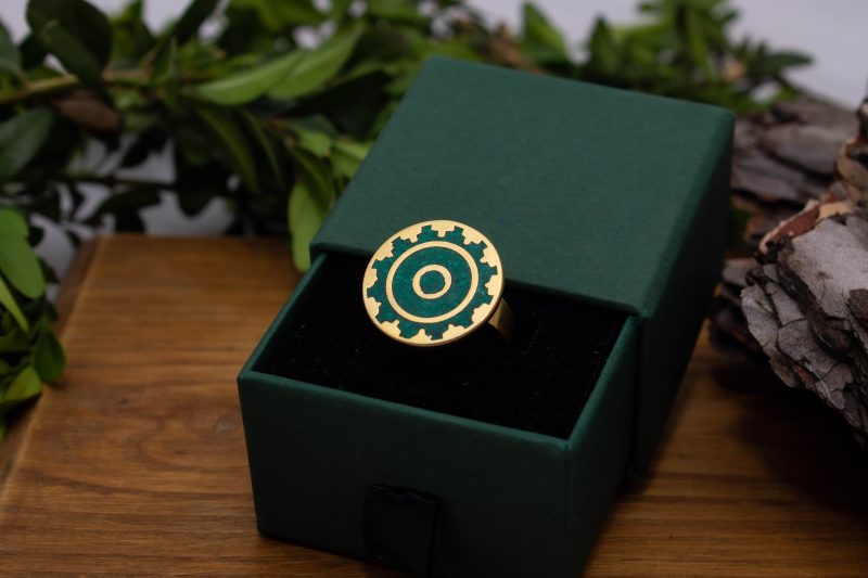 Brass Micro Mosaic Disc Ring - Image 5