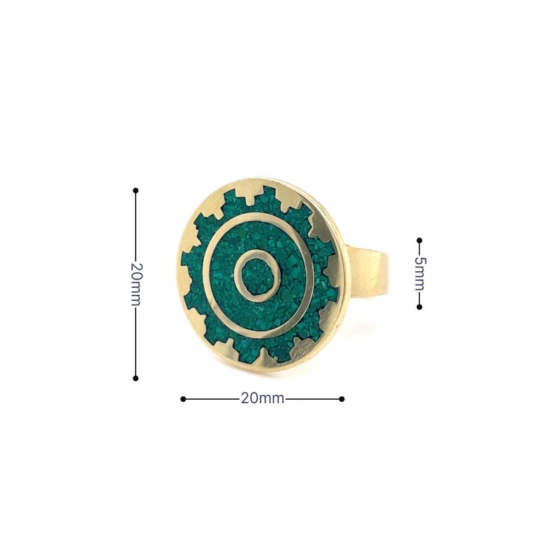 Brass Micro Mosaic Disc Ring - Image 3