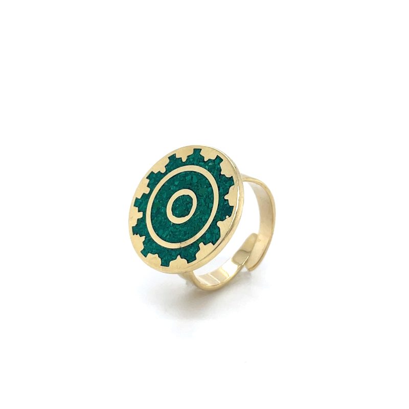 Brass Micro Mosaic Disc Ring - Image 2