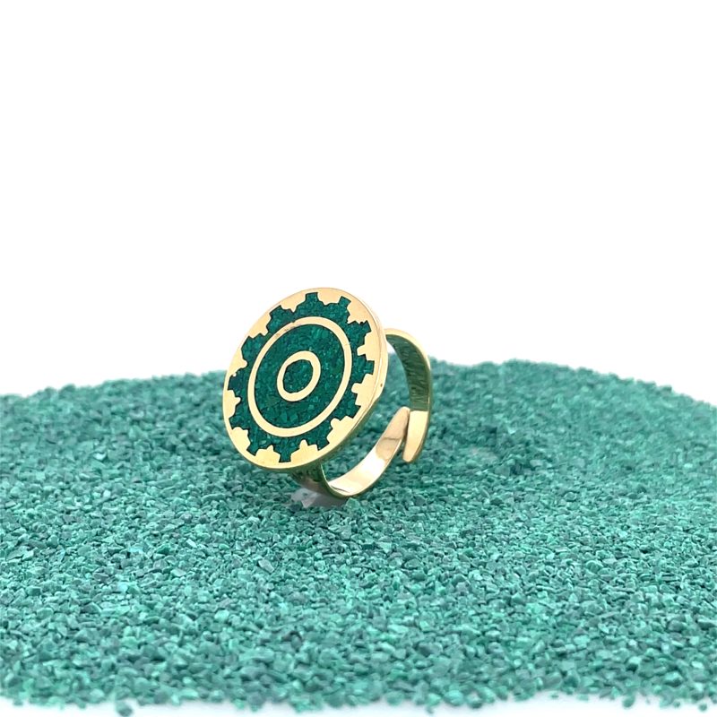 Brass Micro Mosaic Disc Ring