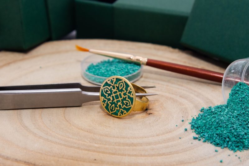 Brass Micro Mosaic Disc Ring - Image 4