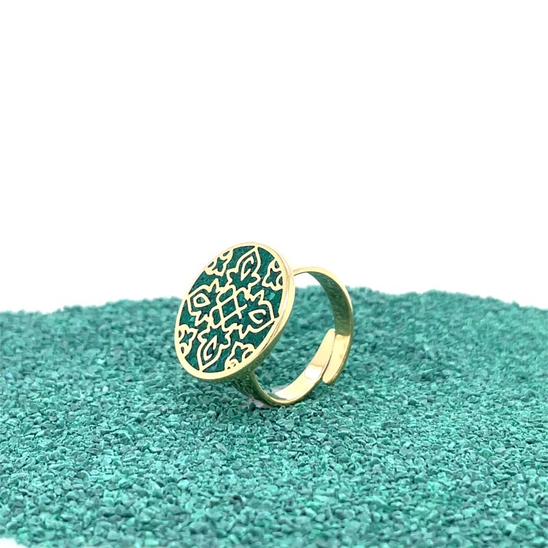 Brass Micro Mosaic Disc Ring