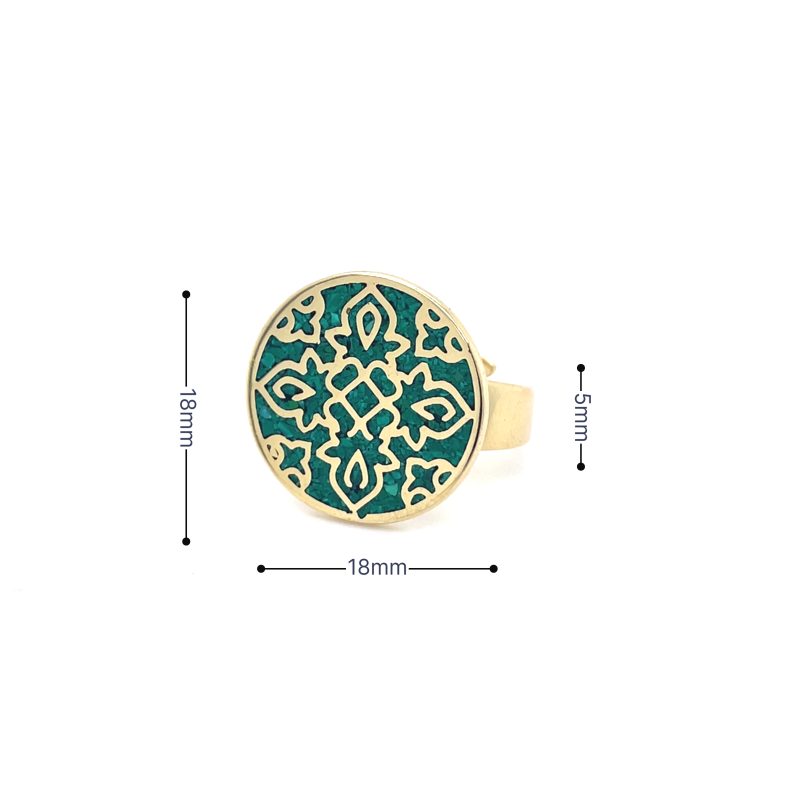 Brass Micro Mosaic Disc Ring - Image 3