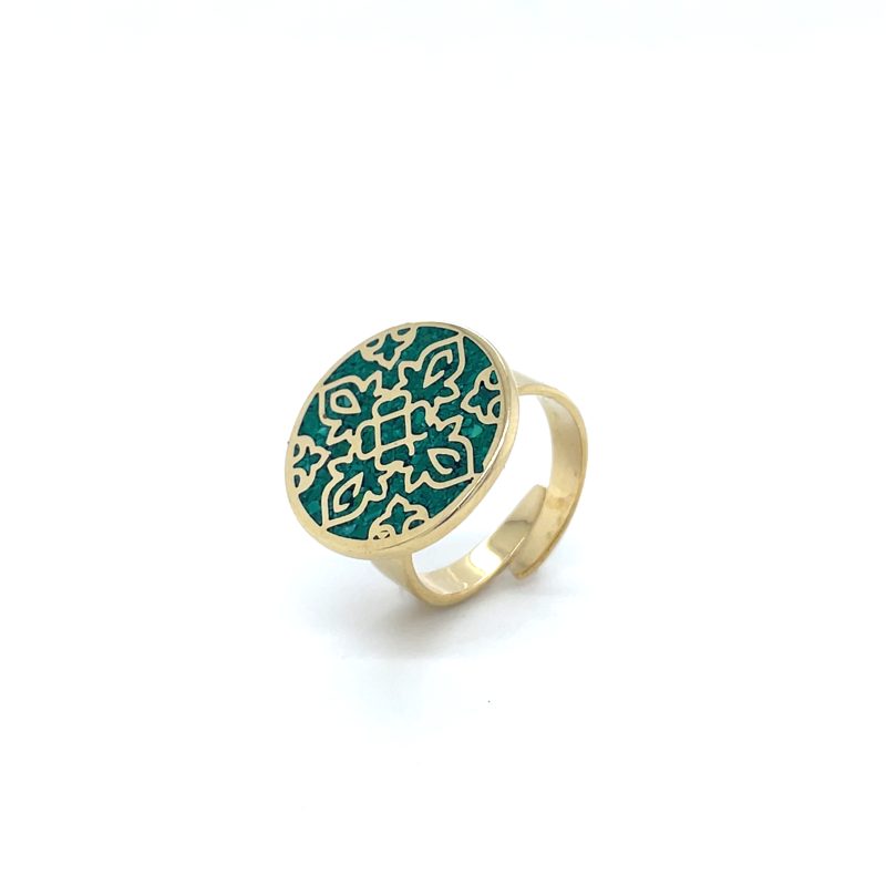 Brass Micro Mosaic Disc Ring - Image 2