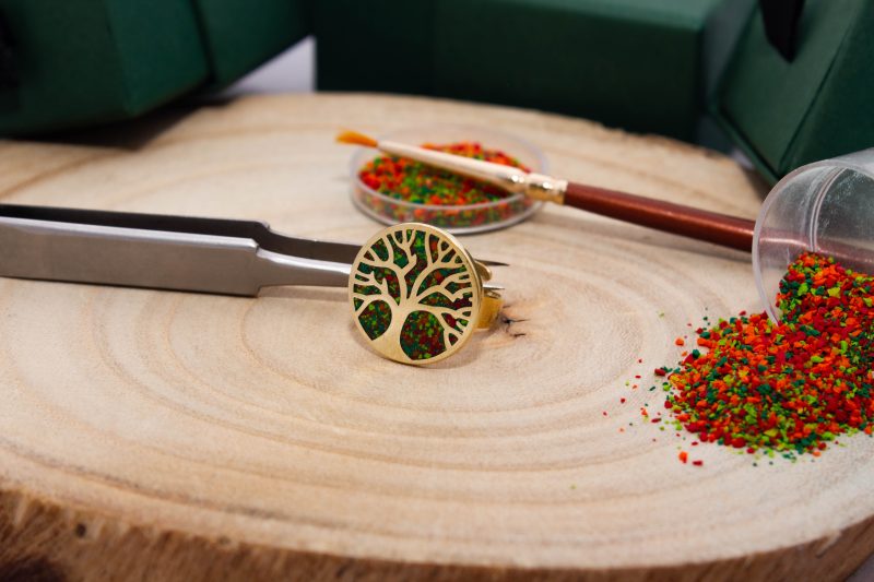 Brass Micro Mosaic Disc Ring - Image 4