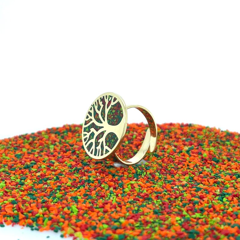 Brass Micro Mosaic Disc Ring
