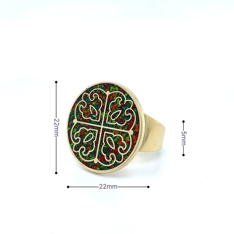 Brass Micro Mosaic Disc Ring - Image 3
