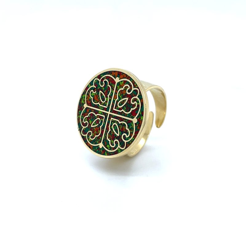 Brass Micro Mosaic Disc Ring - Image 2