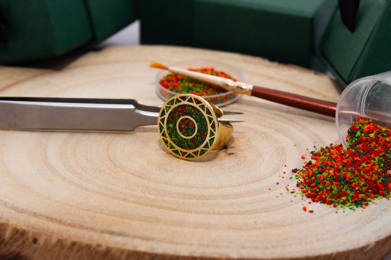 Brass Micro Mosaic Disc Ring - Image 4