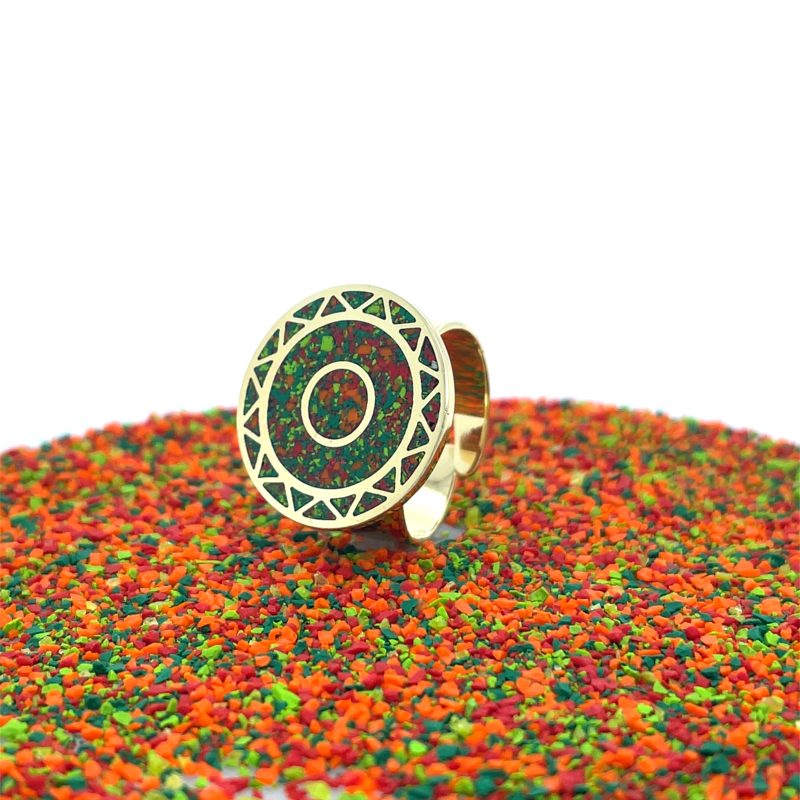 Brass Micro Mosaic Disc Ring