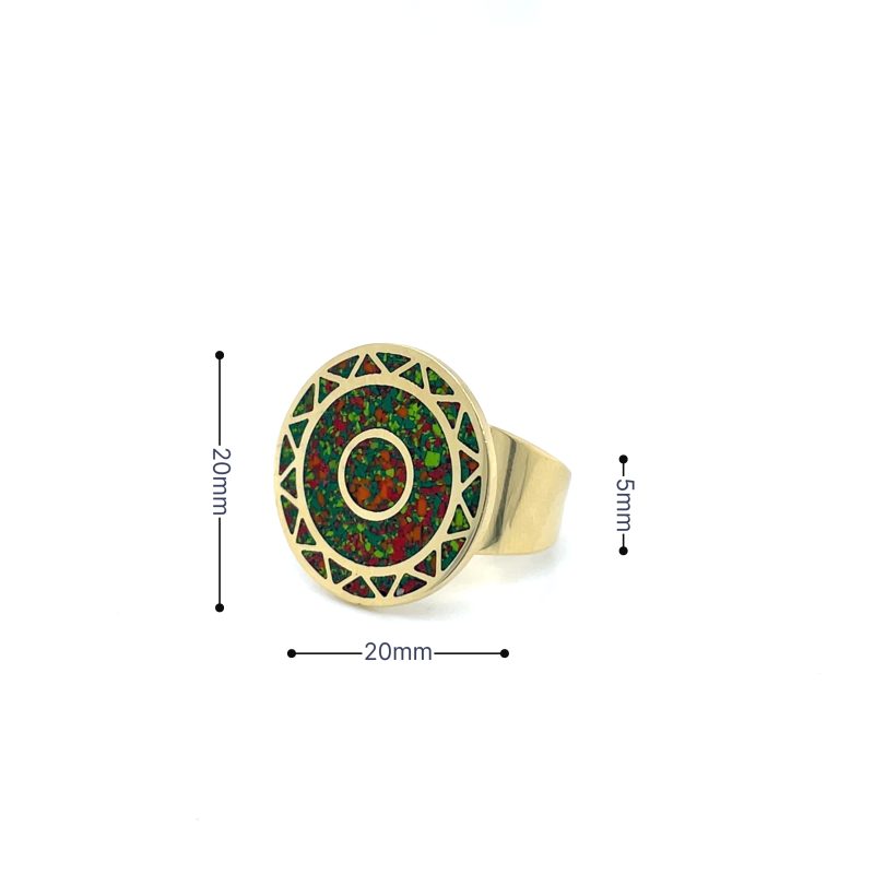 Brass Micro Mosaic Disc Ring - Image 3