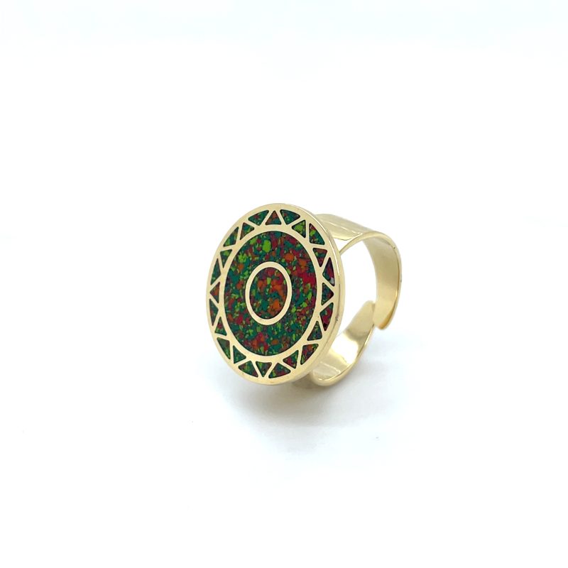 Brass Micro Mosaic Disc Ring - Image 2