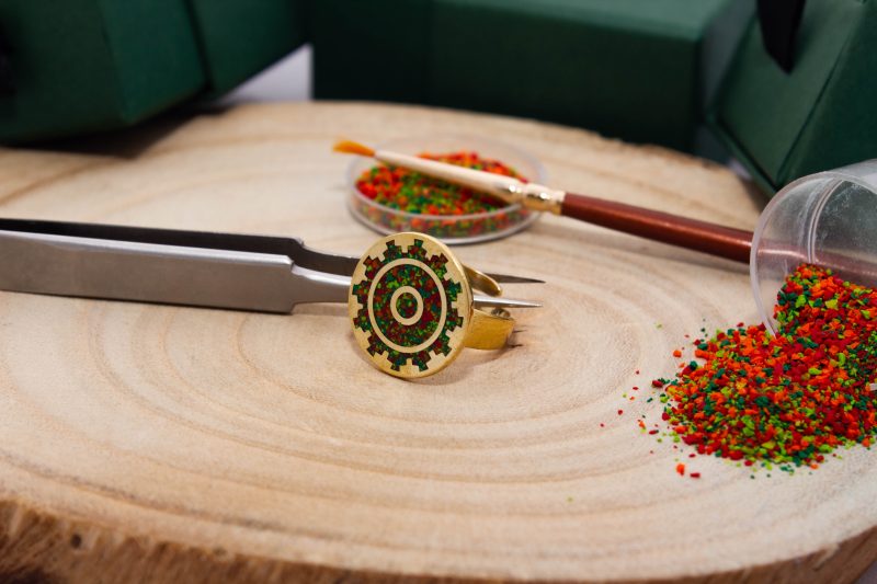 Brass Micro Mosaic Disc Ring - Image 4